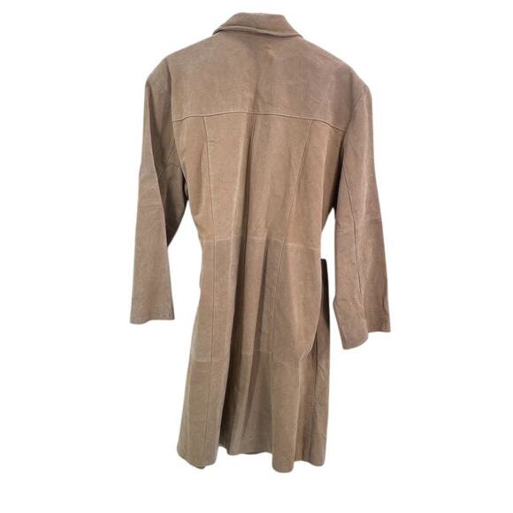 Vintage Suede 100% Leather Overcoat Womens Plus 2X LIPS Tan Belted Lapel NEW - Picture 2 of 8